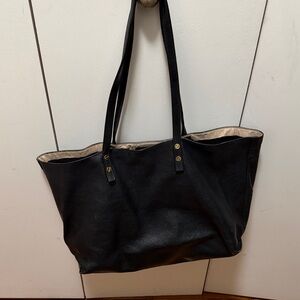 Elegant Black Leather Tote Bag